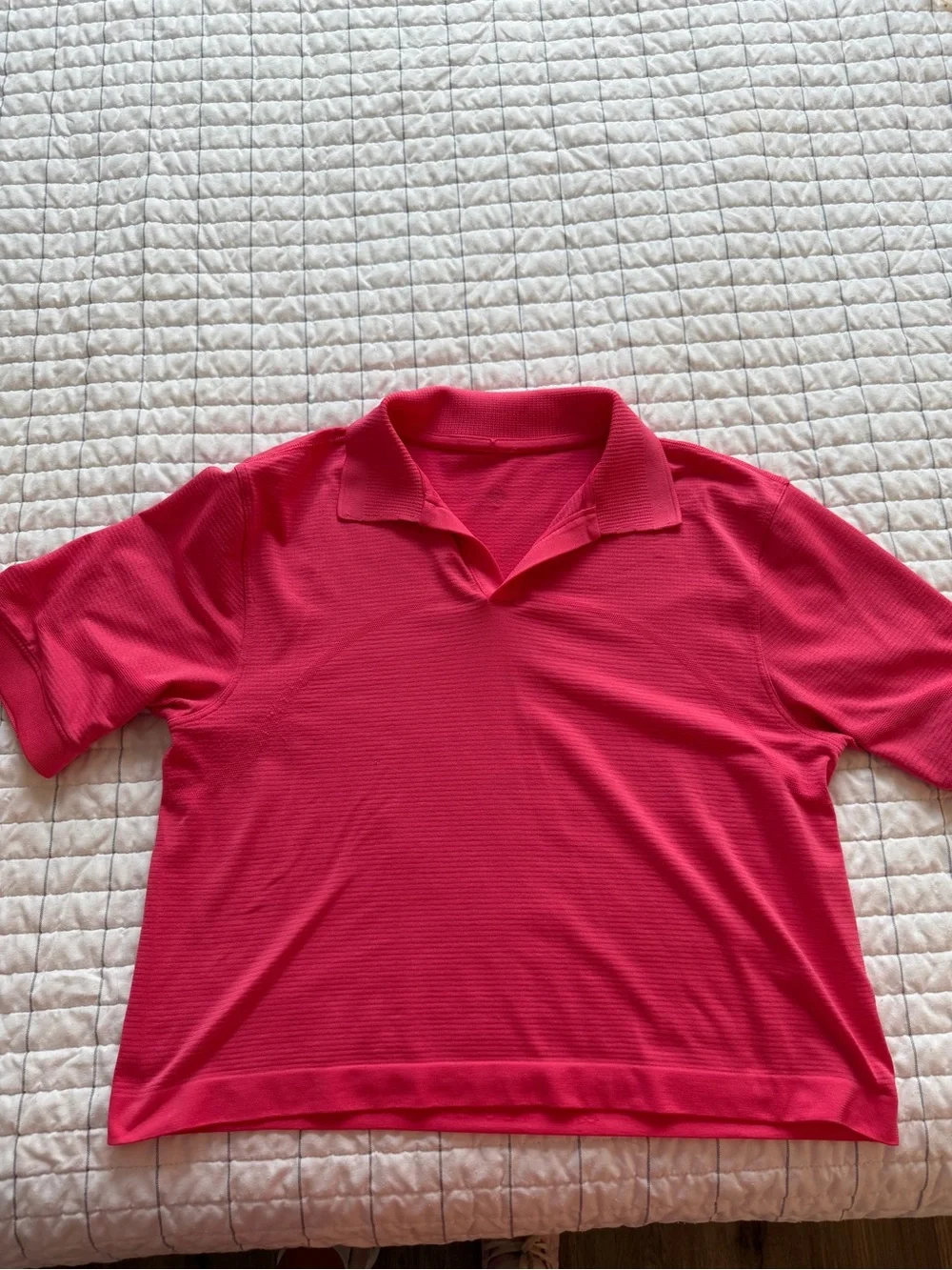 Bright Pink Short Sleeve Polo Top Lululemon size 6